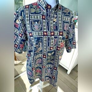 Reyn Spooner Blue and Red Casual Button Down Shirt